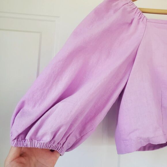 Express x Rocky Barnes Tie Front Cropped Top Lilac Purple Women's Size XS - Picture 3 of 7